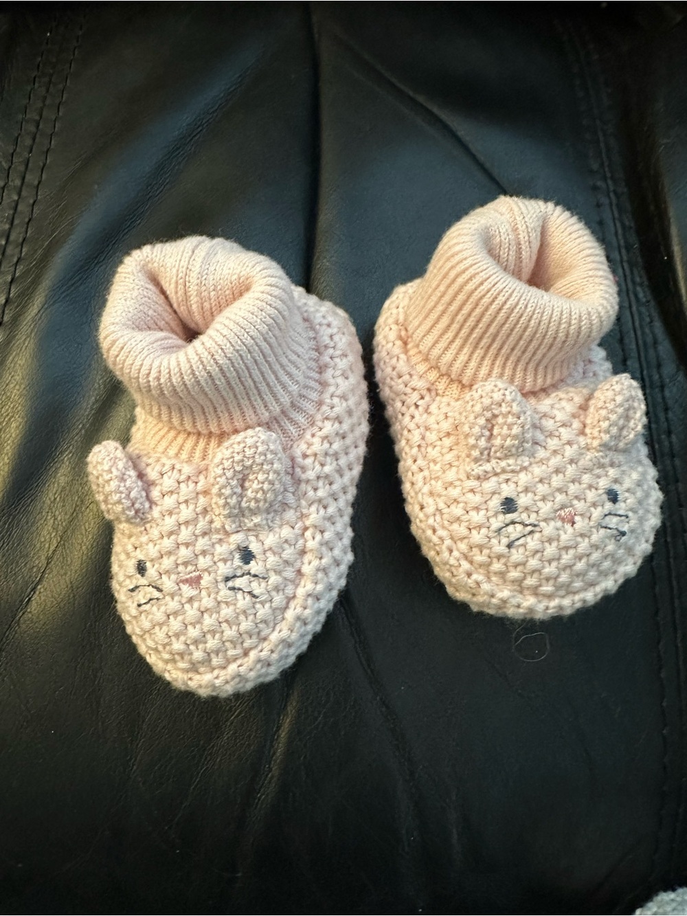 Carter's Light Pink Crochet Bunny Booties